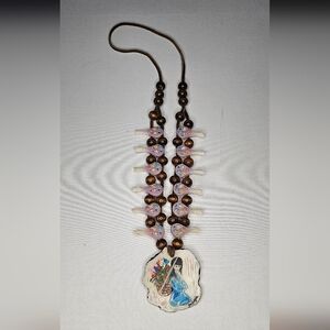 Beautiful Pristine 1960s DeGrazia Southwest  Girl With Flowers Pendant Necklace.